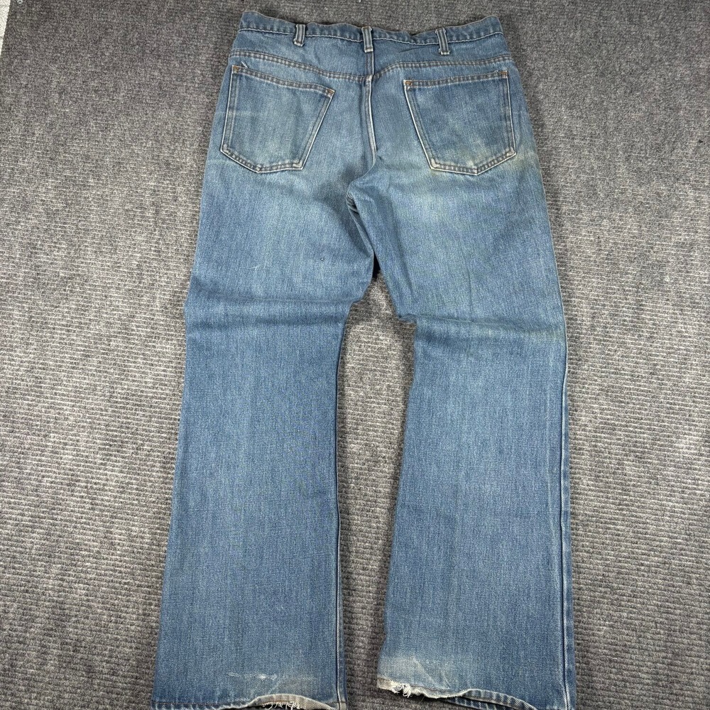Vtg Plain Pockets Jeans Mens 35x30 Blue Fair Flare Bell Bottom Denim 70s 80s